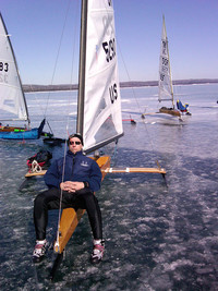 Patrick Huttner (US-5290) relaxes waiting for the wind Friday
