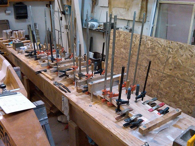 Never too many clamps - plank building edition...